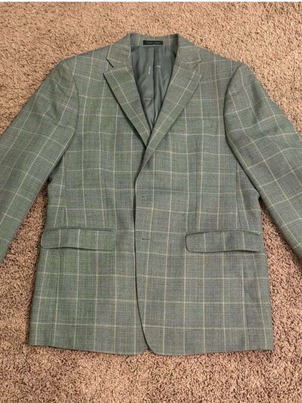 Calvin Klein Gray Plaid Suit Jacket, 42R